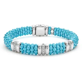 Blue Caviar Three Station Ceramic Diamond Bracelet | 9mm