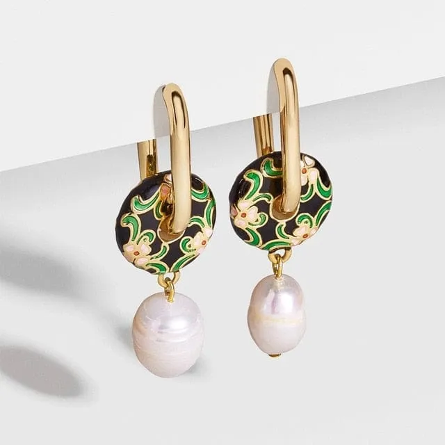 Boho Enamel Pearl Drop Earrings - 20 Styles