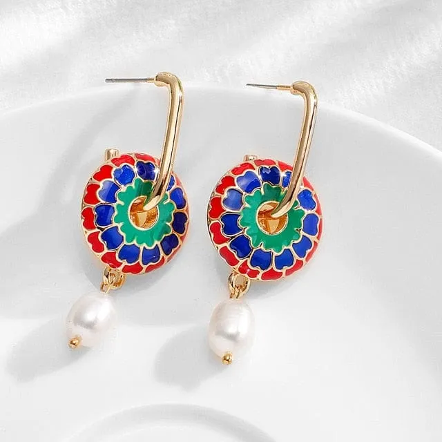 Boho Enamel Pearl Drop Earrings - 20 Styles