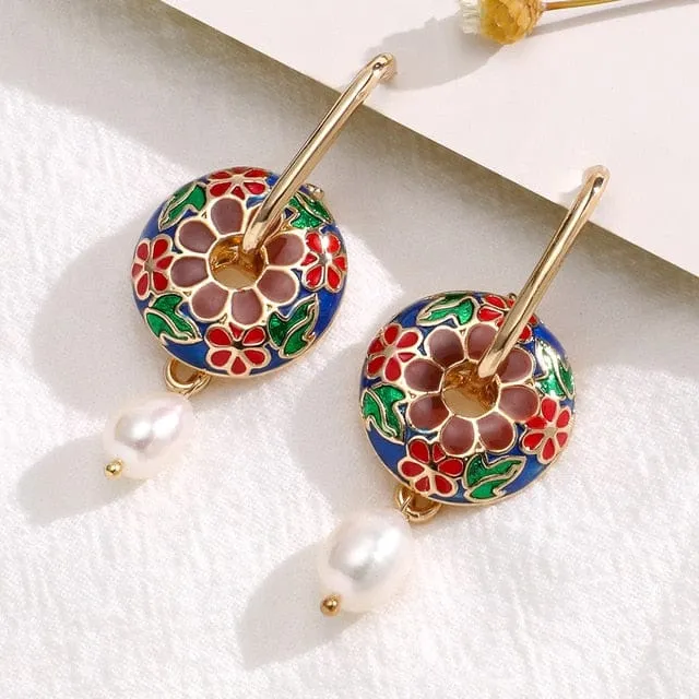 Boho Enamel Pearl Drop Earrings - 20 Styles