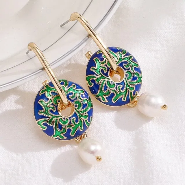 Boho Enamel Pearl Drop Earrings - 20 Styles