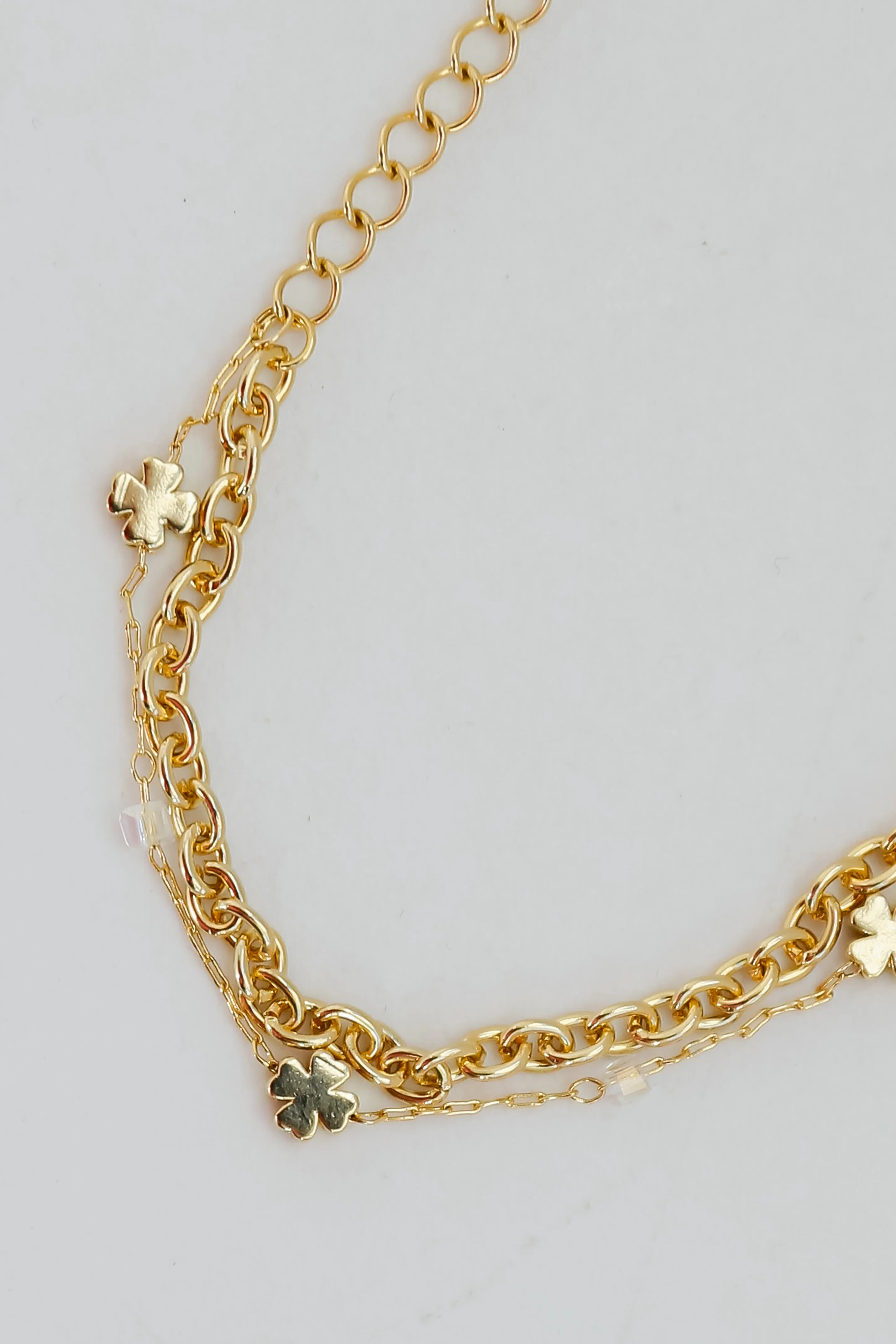 Bridget Gold Four Leaf Clover Layered Chain Bracelet