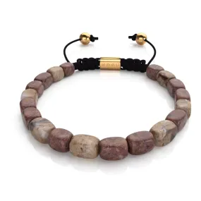 Brown Sea Stone | Gold | Gemstone Pebble Macrame Bracelet