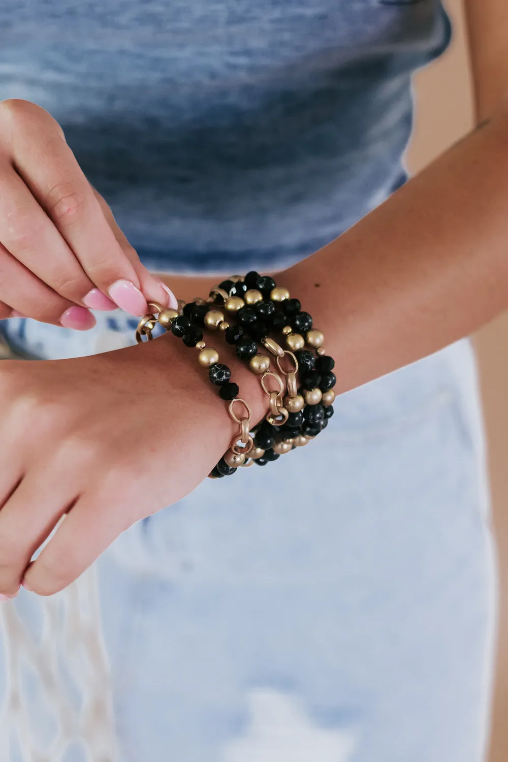 Brynn Bracelet Stack, Black