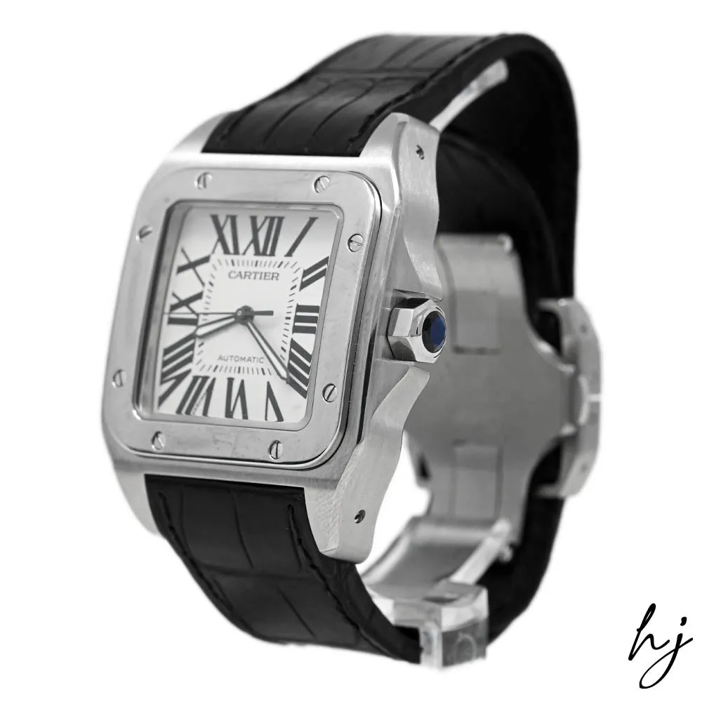 Cartier Men's Santos 100 Stainless Steel 41.3mm Silver Roman Dial Watch Reference #: W20073X8