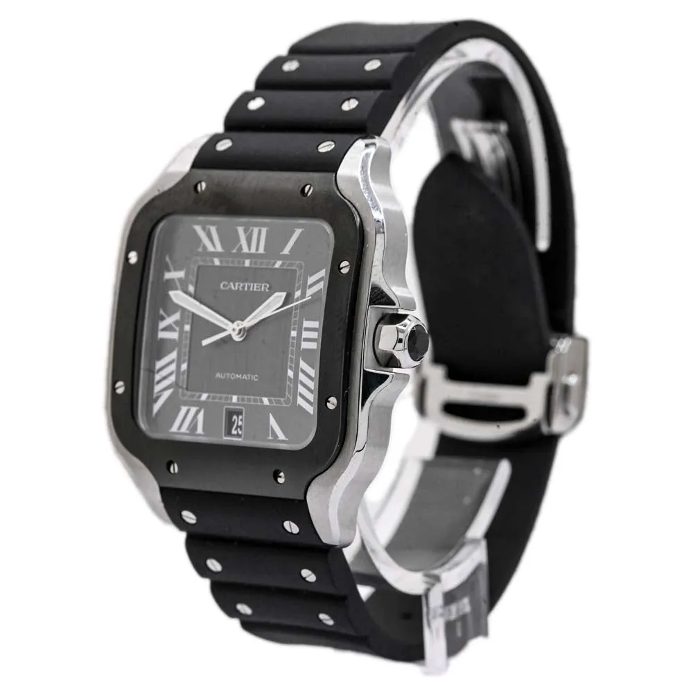 Cartier Men's Santos Stainless Steel 42mm Black Roman Dial Watch Reference #: WSSA0037