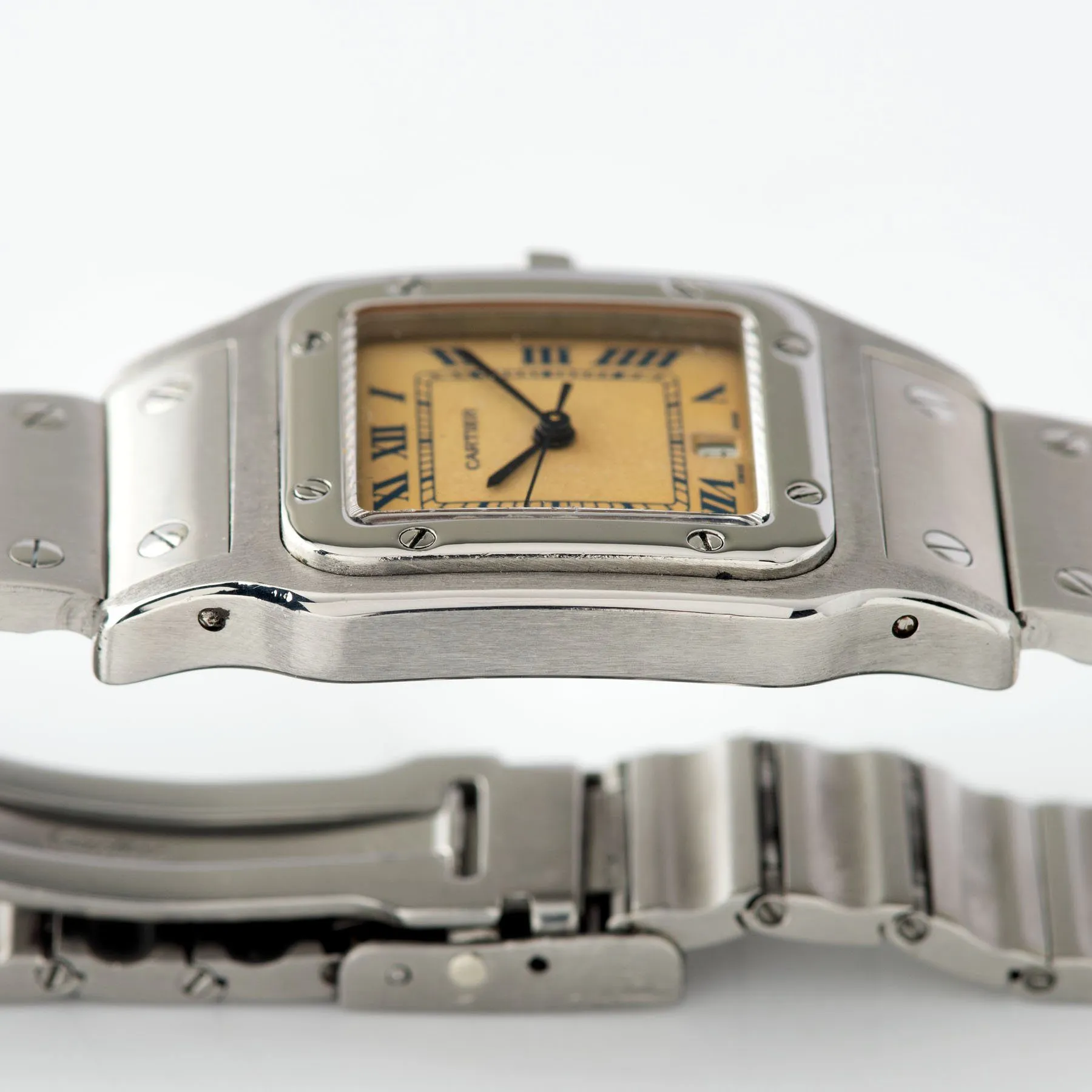 Cartier Santos Steel Case with Cream and Blue Dial