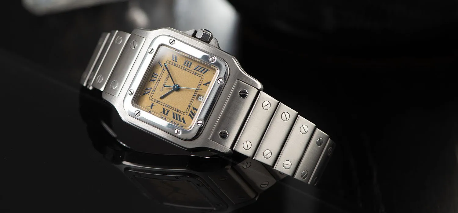 Cartier Santos Steel Case with Cream and Blue Dial