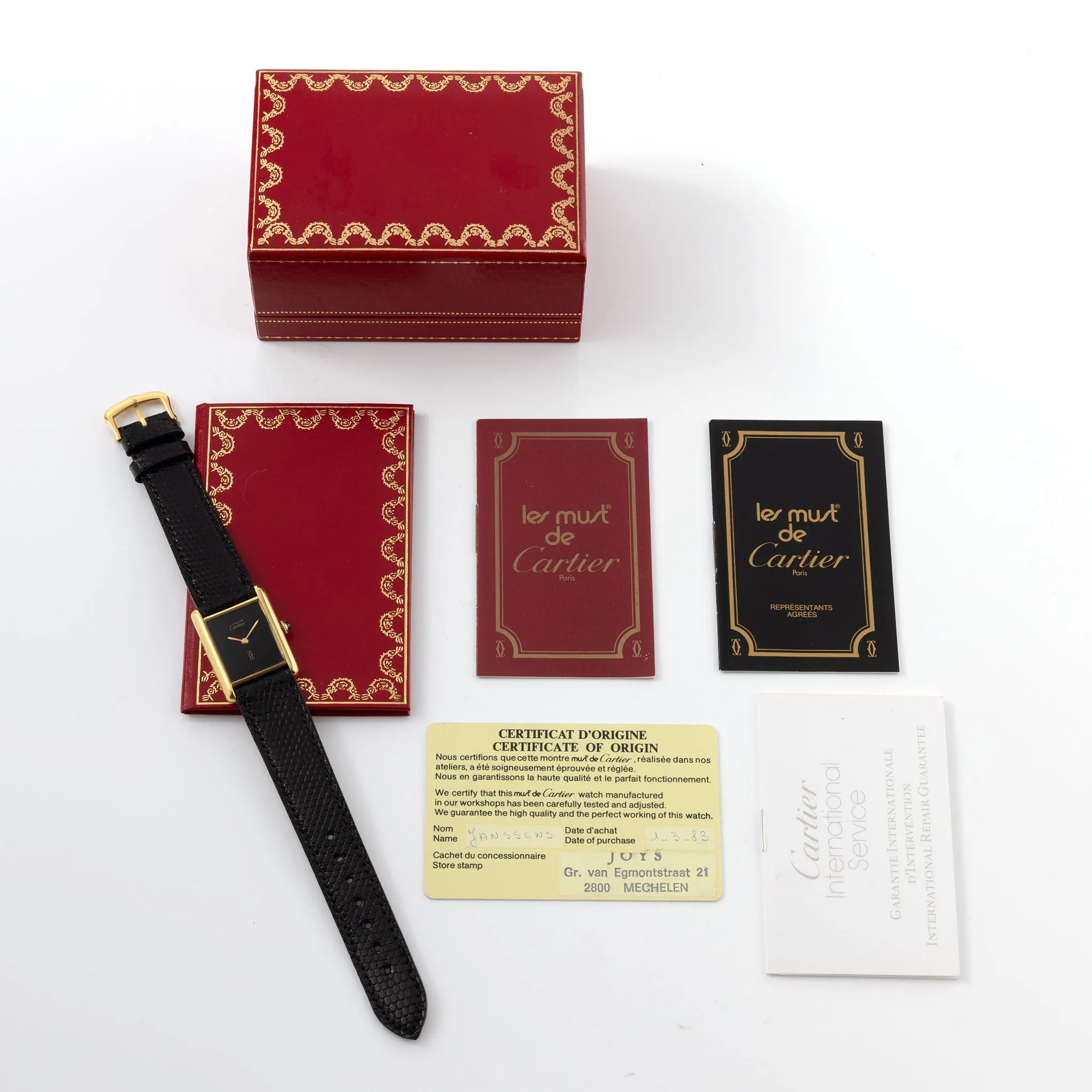 Cartier Tank Must de Cartier Hand-Wound Big Size Box and Paper Set