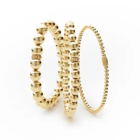 Caviar Gold 18K Gold Stretch Bead Bracelet Trio