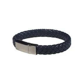 Chester Leather Bracelet in Navy (Size L)