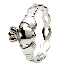 Claddagh Ring With Open Weave Celtic Band