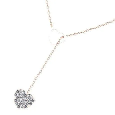 Diamond Heart Pendant Lariat Necklace