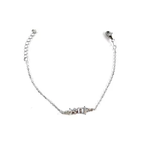 Different shape white CZ silver bracelet