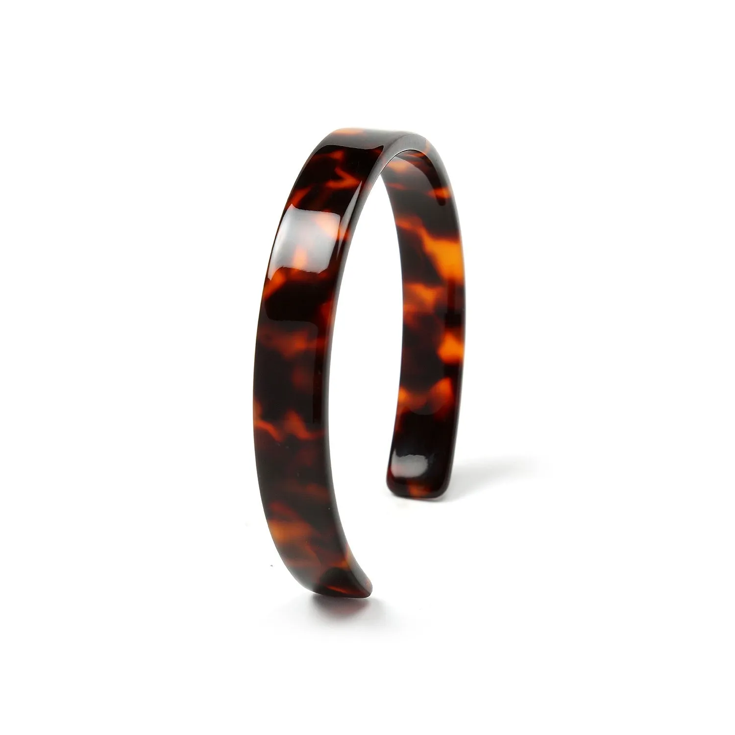 Fashion Brown Golden Acrylic Tortoise Shell Wide Cuff Bangle Bracelet