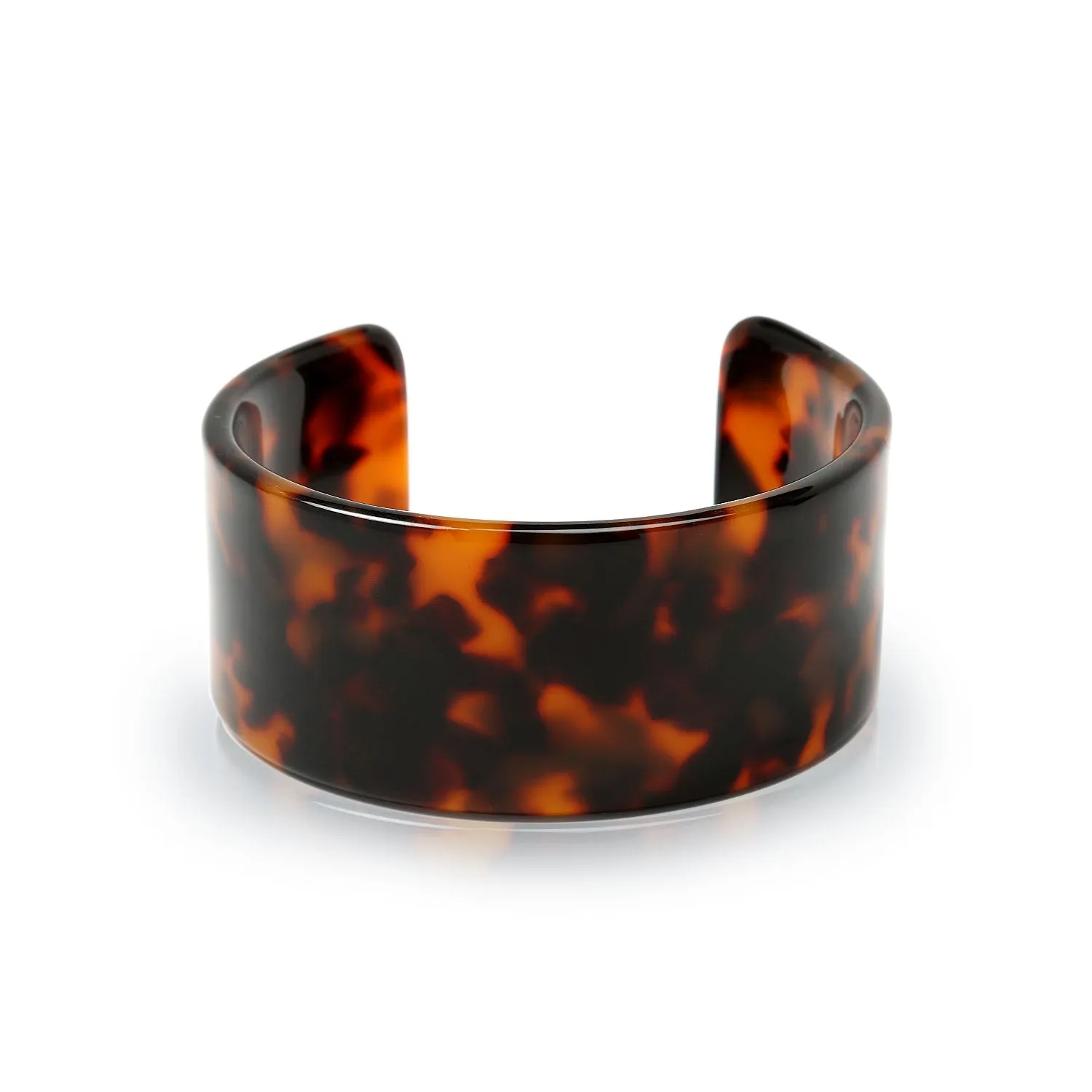 Fashion Brown Golden Acrylic Tortoise Shell Wide Cuff Bangle Bracelet