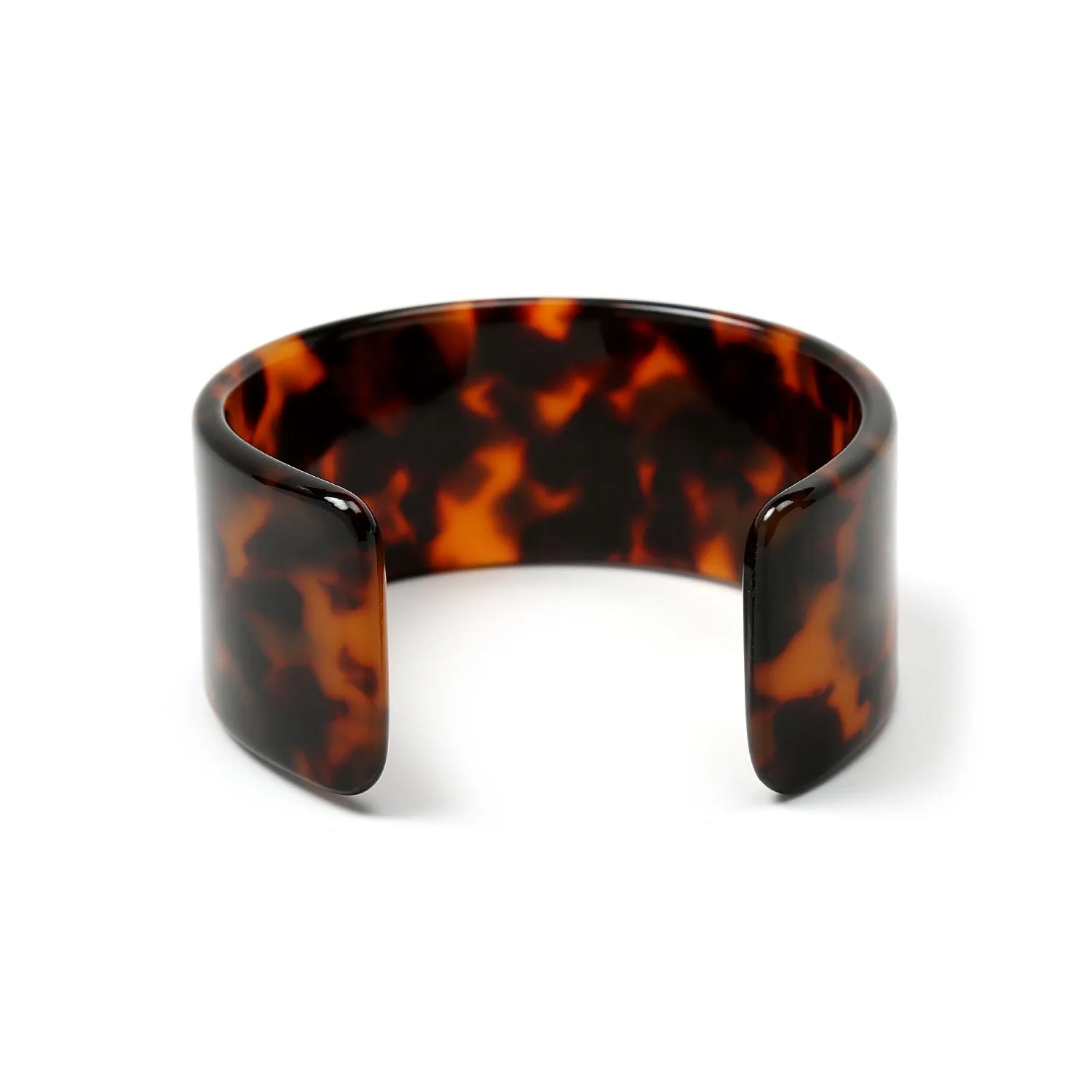 Fashion Brown Golden Acrylic Tortoise Shell Wide Cuff Bangle Bracelet