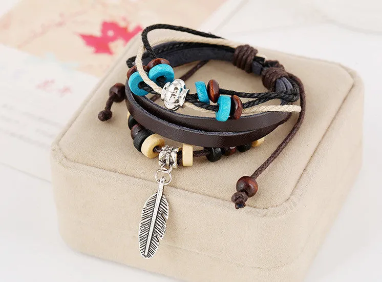 Feather Leather Bracelet