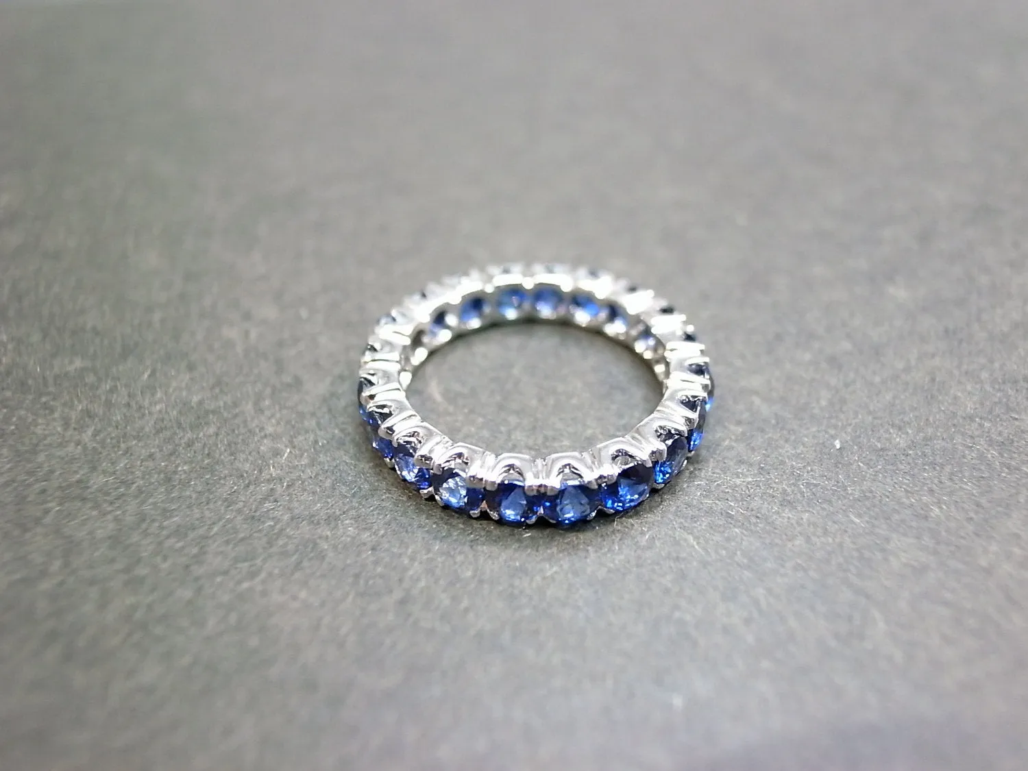 Full Eternity Blue Sapphire Ring in White Gold