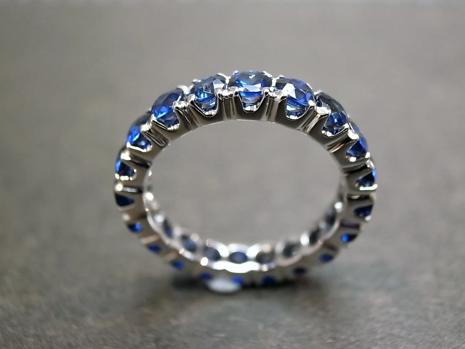 Full Eternity Blue Sapphire Ring in White Gold