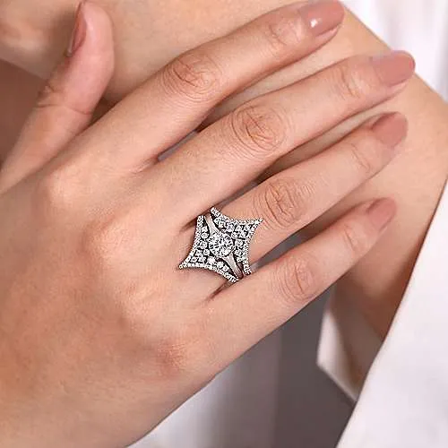 Gabriel & Co. - 14K White Gold Chevron Diamond Ring Enhancer