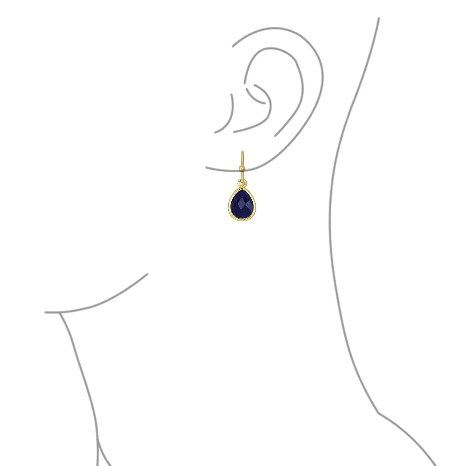 Gemstone Jewelry Set Teardrop Drop Earring Fish Hook Gold Plated