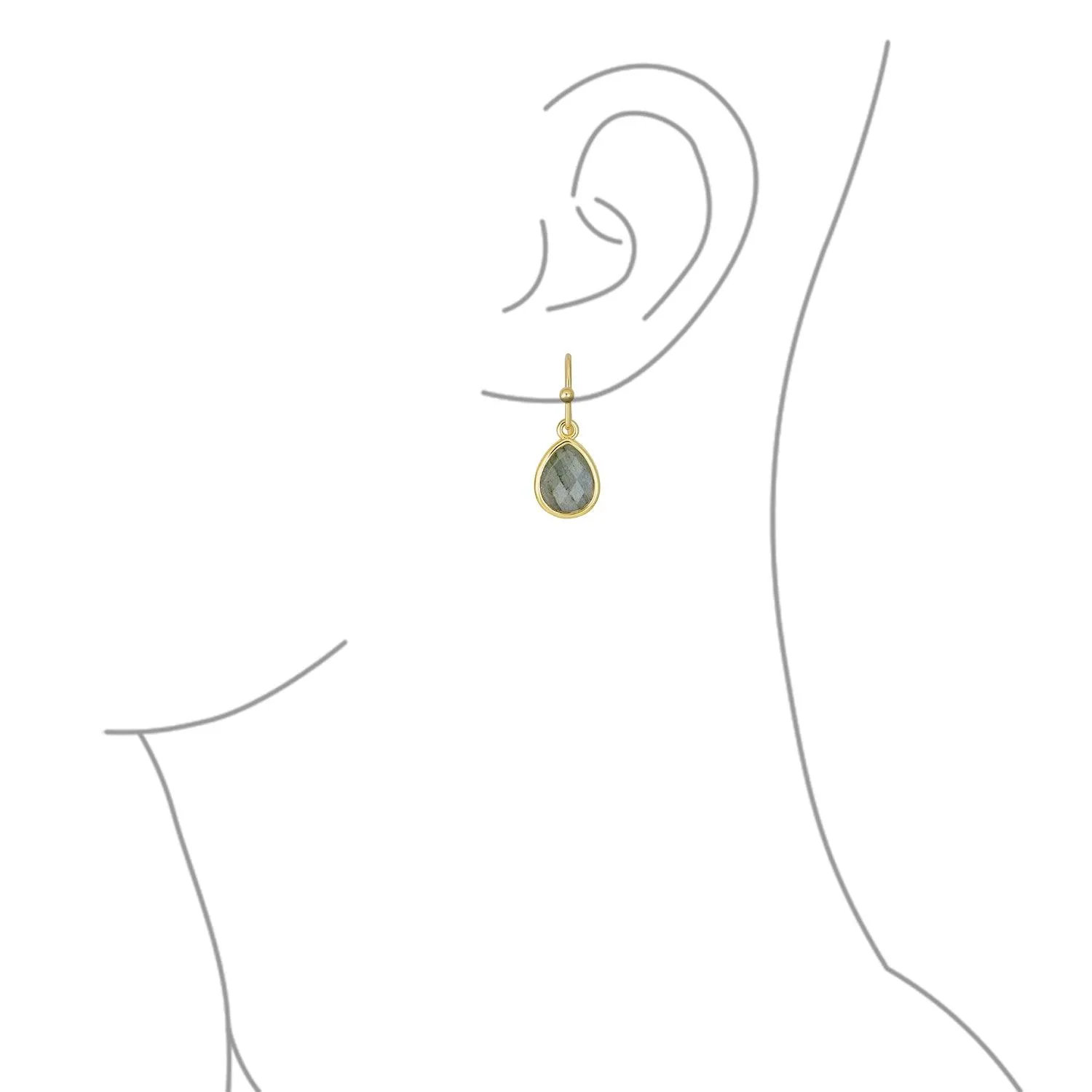 Gemstone Jewelry Set Teardrop Drop Earring Fish Hook Gold Plated