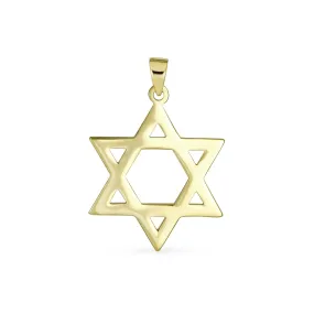 Genuine Solid 14K Gold Simple Jewish Star Of David Pendant