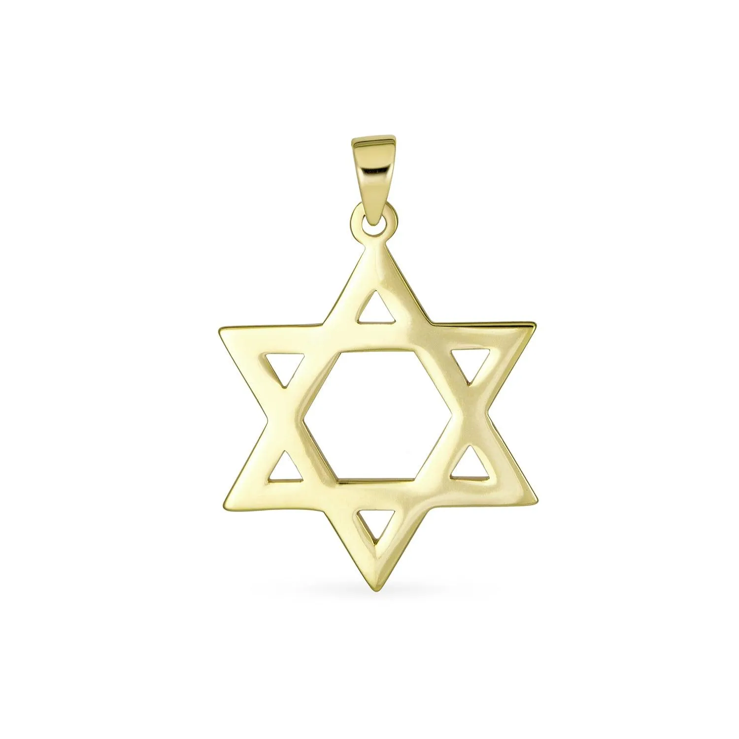 Genuine Solid 14K Gold Simple Jewish Star Of David Pendant