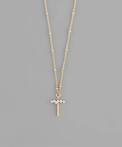 Gold Crystal Initial Necklace