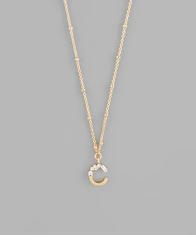 Gold Crystal Initial Necklace