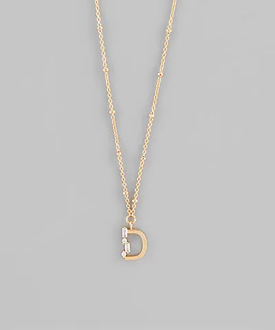 Gold Crystal Initial Necklace