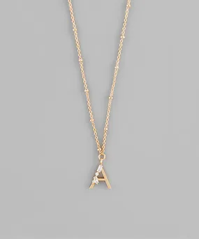 Gold Crystal Initial Necklace