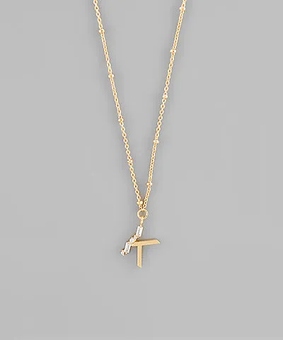 Gold Crystal Initial Necklace