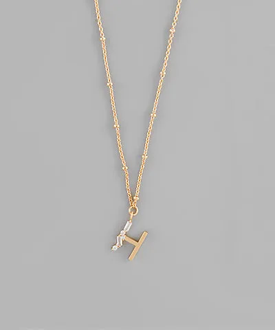 Gold Crystal Initial Necklace