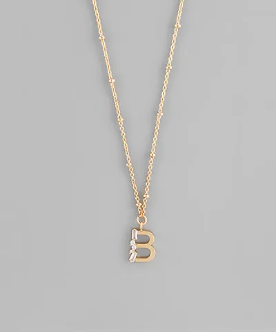 Gold Crystal Initial Necklace