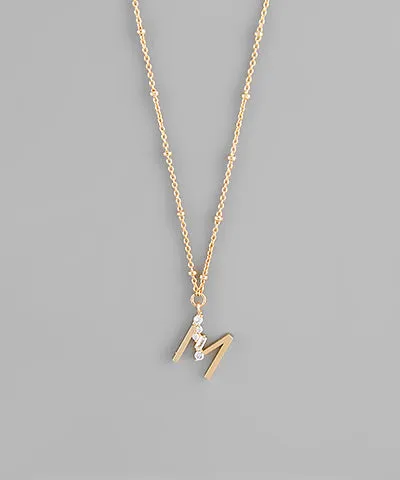 Gold Crystal Initial Necklace