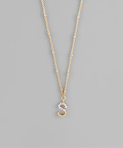 Gold Crystal Initial Necklace