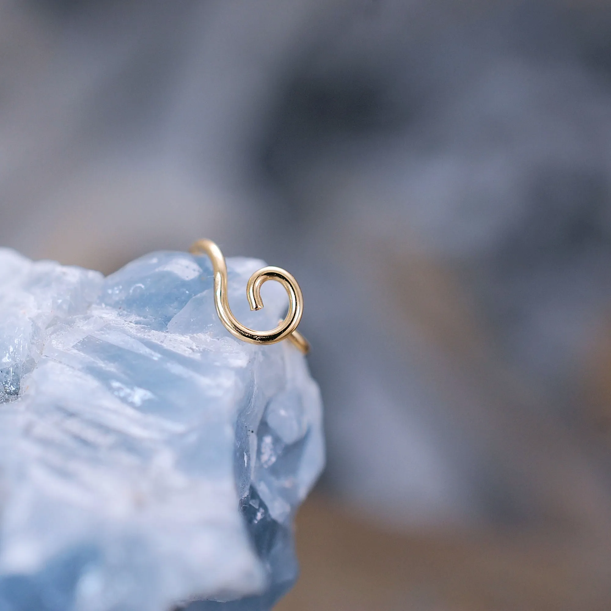 Gold Nose Ring - Organic Open Spiral