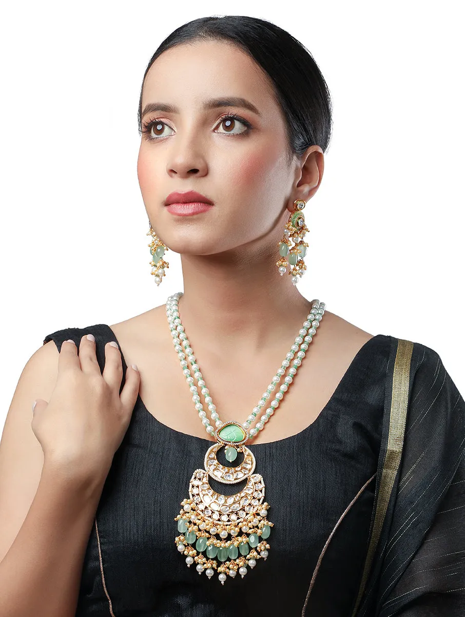 Golden and Mint Gree, Kundan Polki Necklace Set