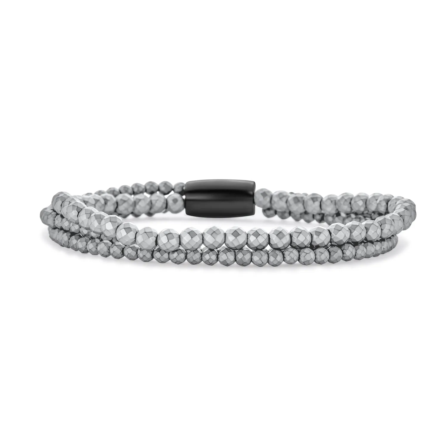 Grey Stacking Multi Strand Hematite Bead Bracelet Women Magnetic Clasp