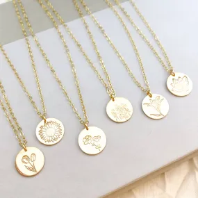 Hand Stamped Birth Flower Necklaces