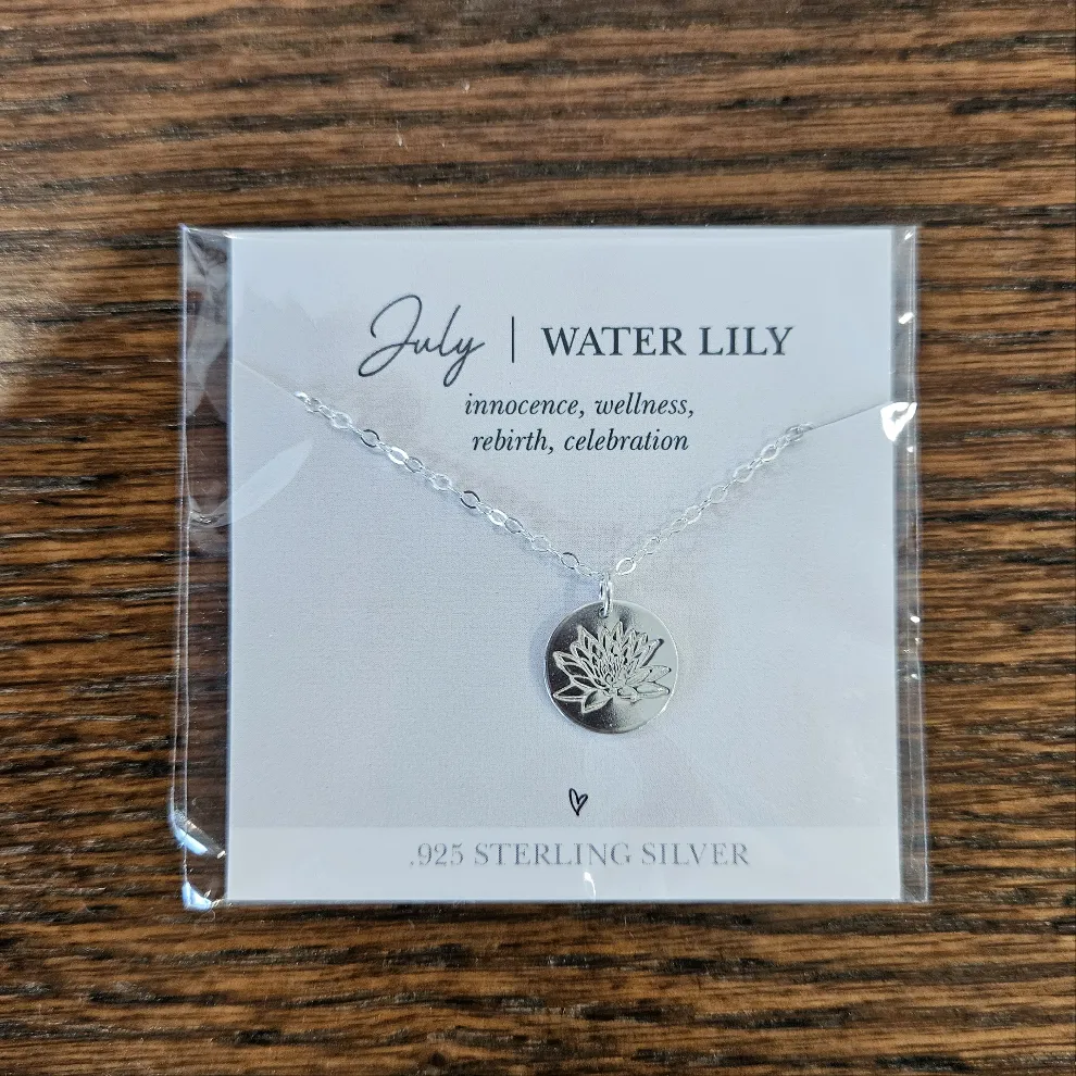 Hand Stamped Birth Flower Necklaces