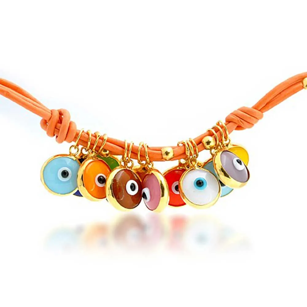 Jewelry Set Turkish Multi Colors Evil Eye Glass Bead Bracelet Sterling Silver