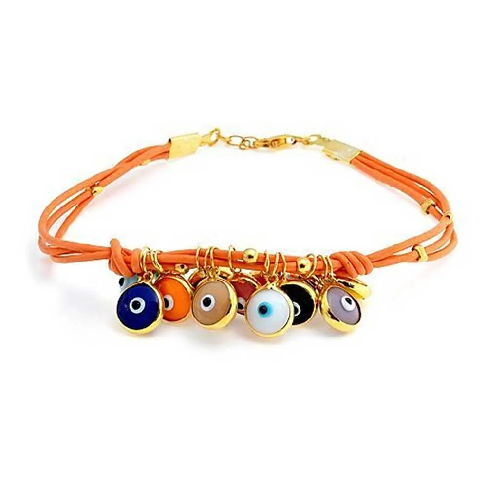 Jewelry Set Turkish Multi Colors Evil Eye Glass Bead Bracelet Sterling Silver