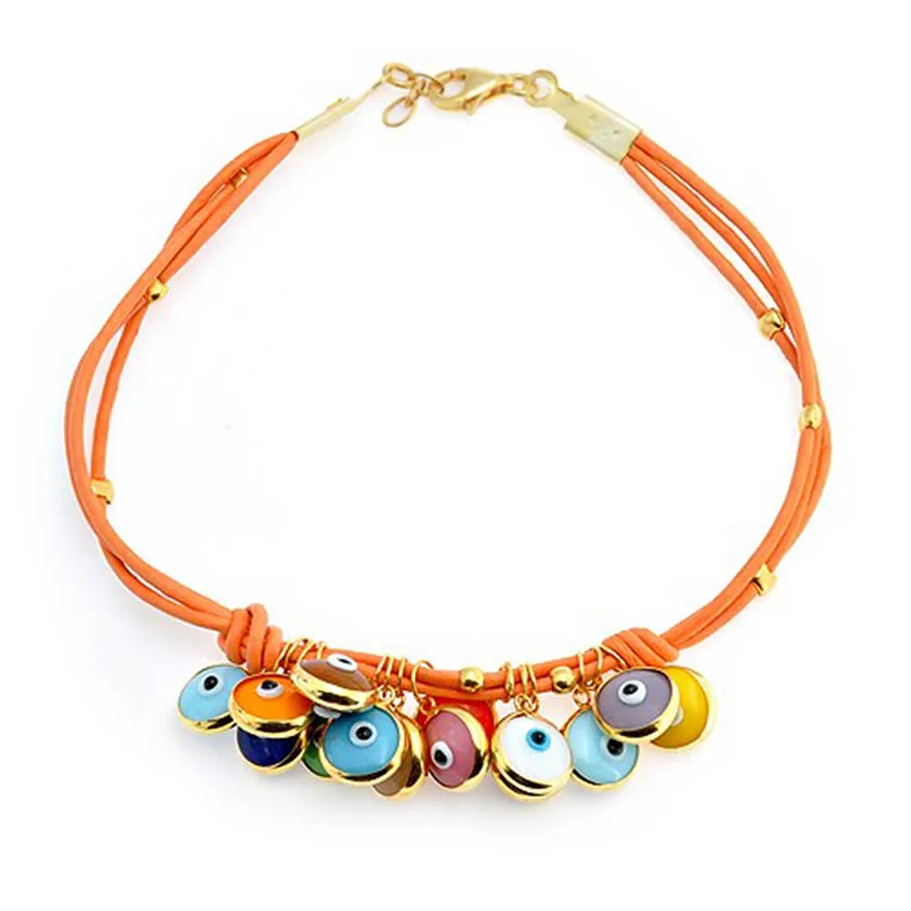 Jewelry Set Turkish Multi Colors Evil Eye Glass Bead Bracelet Sterling Silver