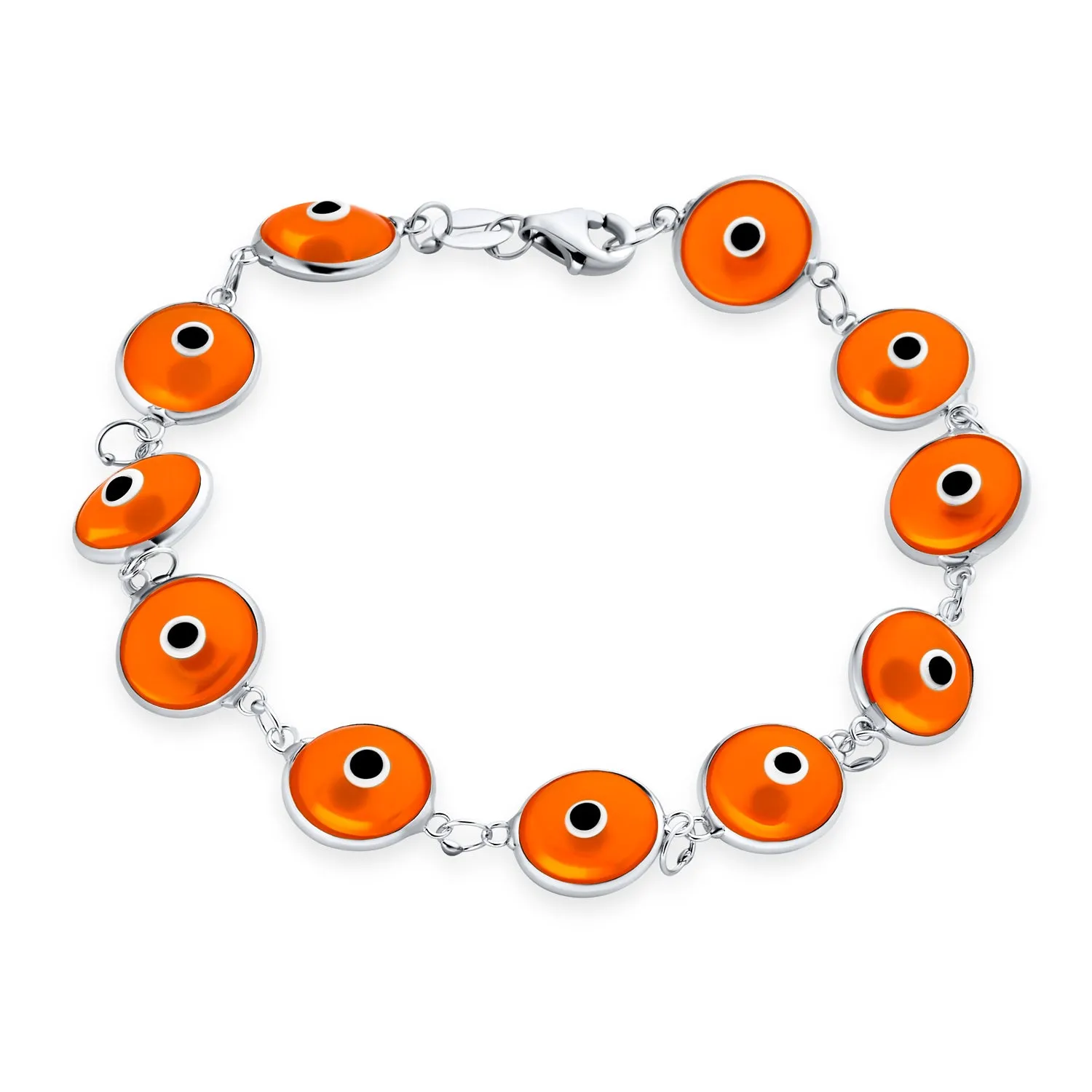 Jewelry Set Turkish Multi Colors Evil Eye Glass Bead Bracelet Sterling Silver