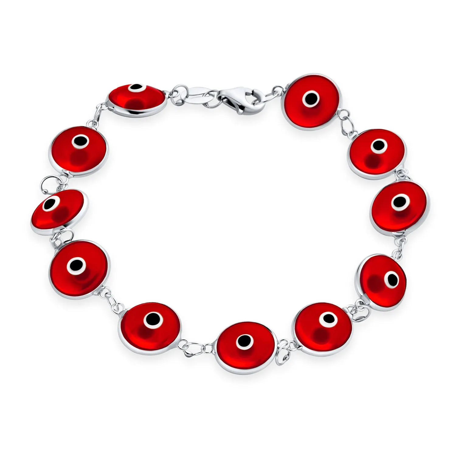 Jewelry Set Turkish Multi Colors Evil Eye Glass Bead Bracelet Sterling Silver