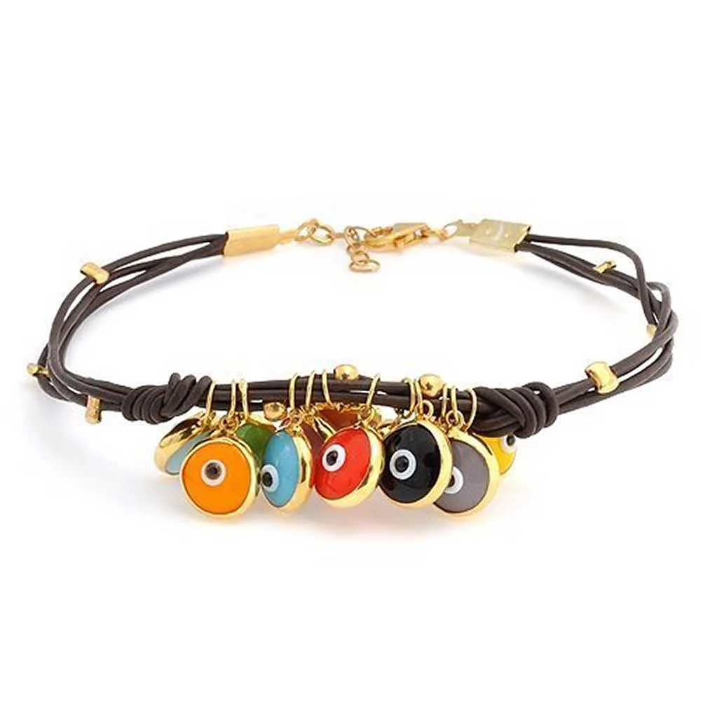 Jewelry Set Turkish Multi Colors Evil Eye Glass Bead Bracelet Sterling Silver