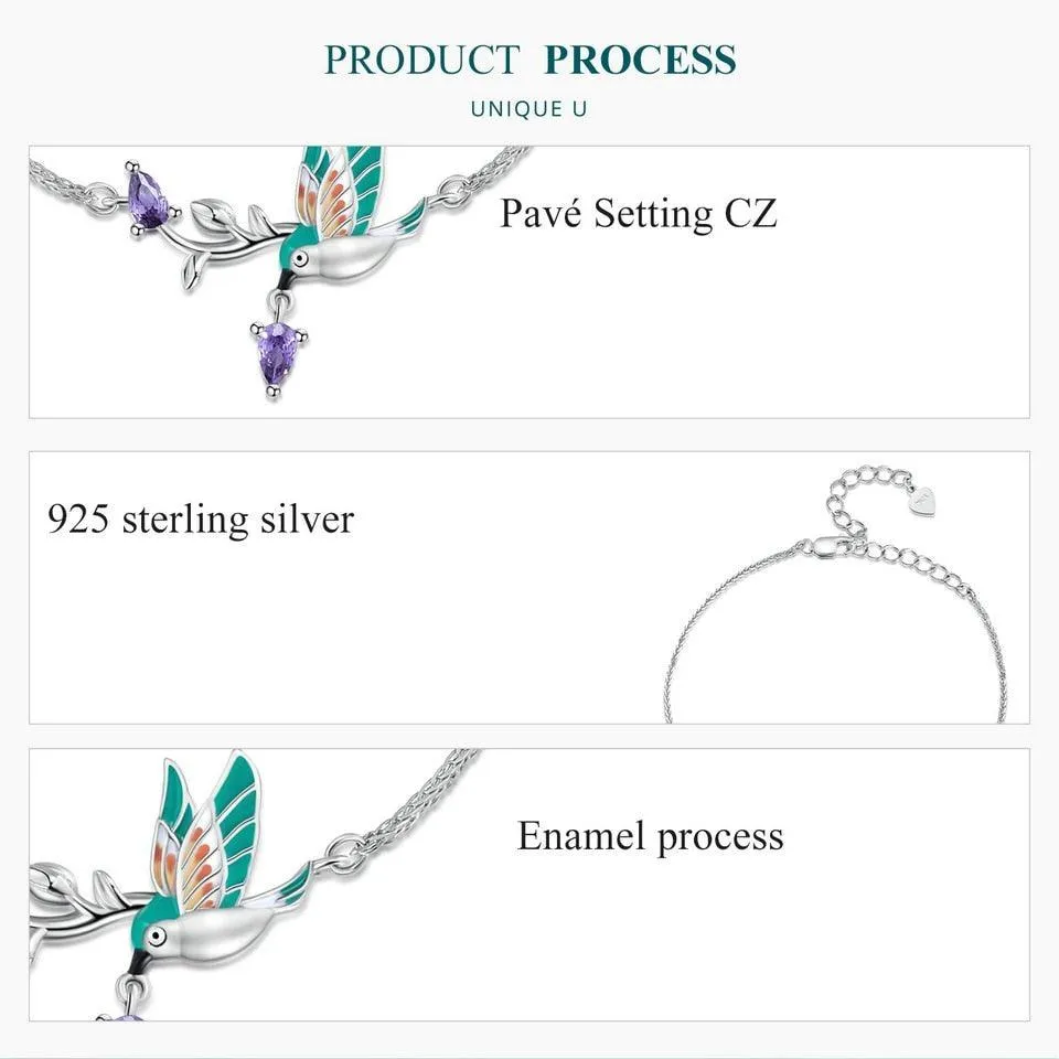 'Kingfisher' Charm Bracelet CZ and Sterling Silver